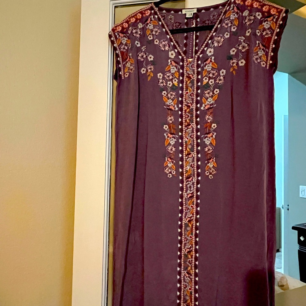 Sundance Lavender Floral Embroidered Dress